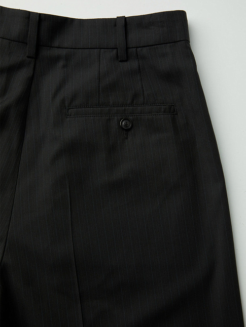 Брюки STRIPE WOOL BLEND PLEATED (размер M, цвет Темно-серый)