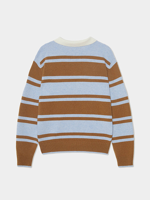 Свитер RUGBY KNIT POLO (размер M, цвет Коричневый-Голубой)