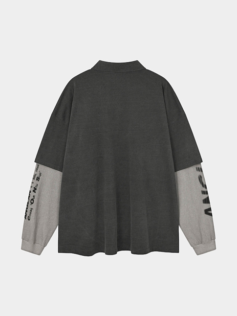 Лонгслив TYPO PRINT LAYERED RUGBY (размер M, цвет Серый)