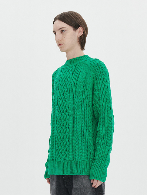 Свитер FISHERMAN CABLE (размер M, цвет GREEN)