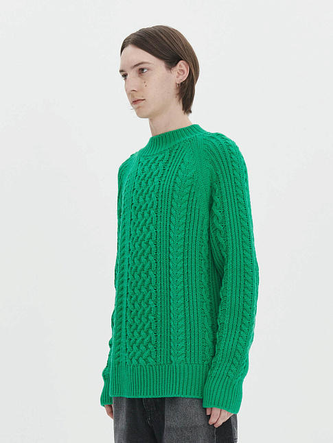 Свитер FISHERMAN CABLE (размер M, цвет GREEN)