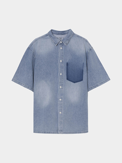 Рубашка DISTRESSED UTILITY DENIM (размер S, цвет Синий)