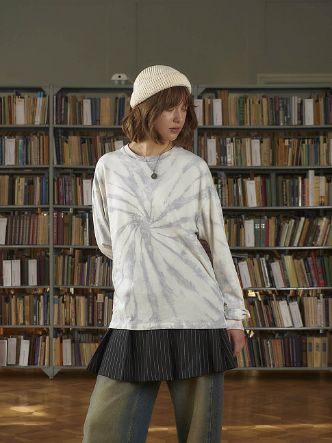 Лонгслив ESSENTIAL TIE-DYE (размер XL, цвет Серый)