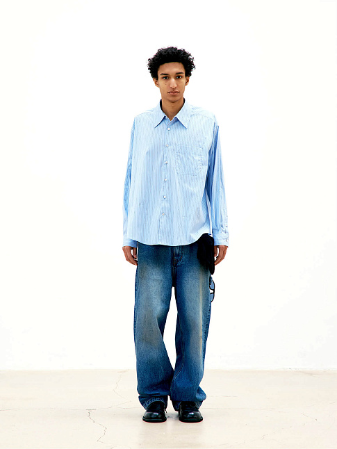 Рубашка MULTI-PIN STRIPED OVERSIZED (размер L, цвет Голубой)
