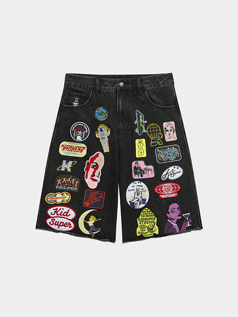 Шорты PATCHES DENIM (размер M, цвет Черный)
