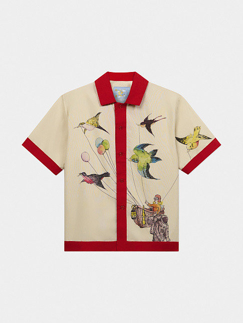 Рубашка BALLOON BIRDS BUTTON UP (размер XL, цвет Бежевый-Красный)
