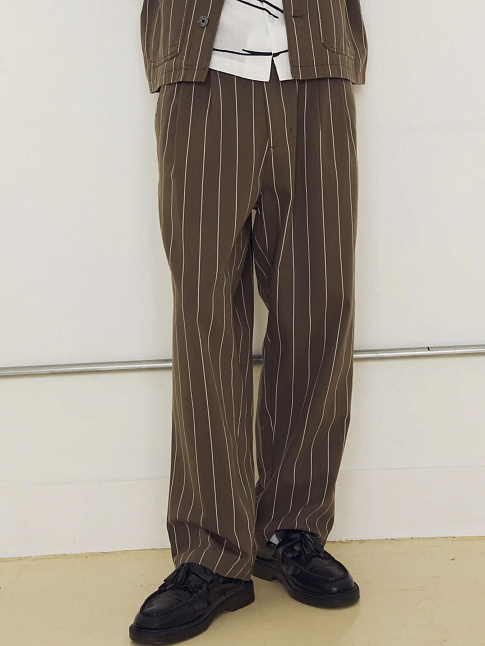 Брюки FOSTER PLEATED STRIPE (размер 32, цвет Коричневый)