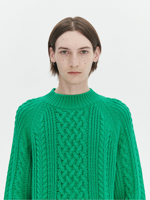 Свитер FISHERMAN CABLE (размер M, цвет GREEN)