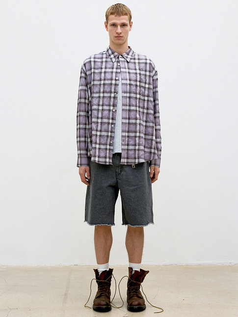 Рубашка SEERSUCKER OMBRE CHECKERED (размер M, цвет Фиолетовый)
