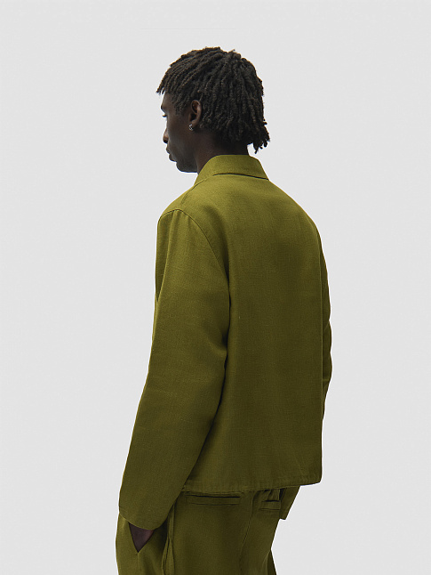 Рубашка LINEN QUARTER ZIP (размер M, цвет Зеленый)