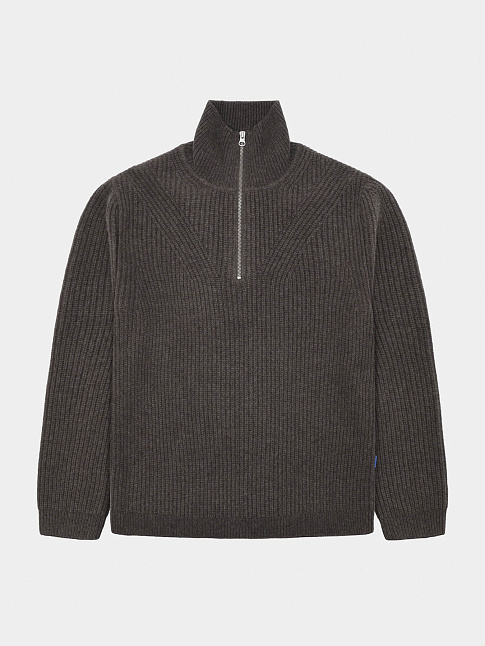 Свитер HALF ZIP WOOL (размер XXL, цвет Темно-коричневый)