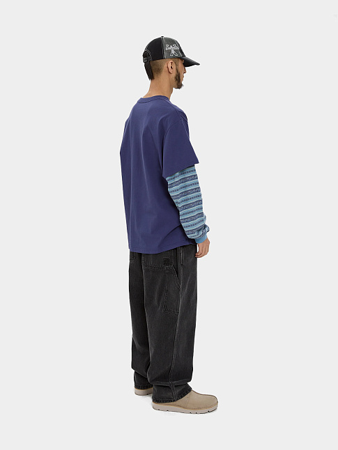 Лонгслив Y.E.S JACQUARD STRIPE LAYERD (размер M, цвет Синий)