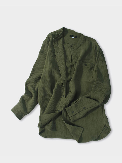 Рубашка Stand Collar Long (размер M, цвет Зеленый)