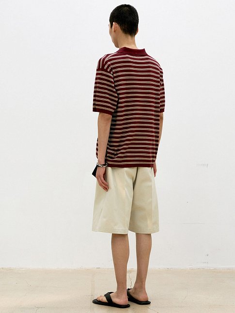 Поло OPEN-COLLAR STRIPE (размер M, цвет Бордовый)
