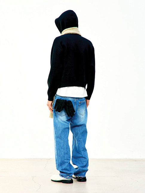 Худи DOUBLE FACE WOOL AND BLEND ZIP-UP (размер M, цвет Черный)