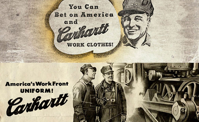 Архивные рекламные плакаты одежды Carhartt для железнодорожных рабочих