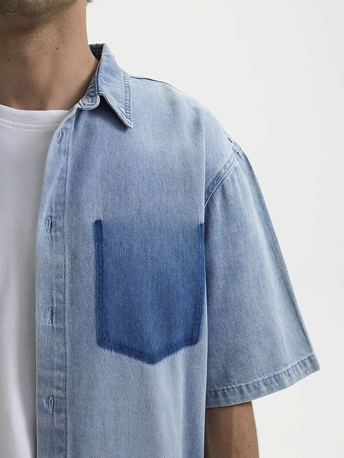 Рубашка DISTRESSED UTILITY DENIM (размер S, цвет Синий)