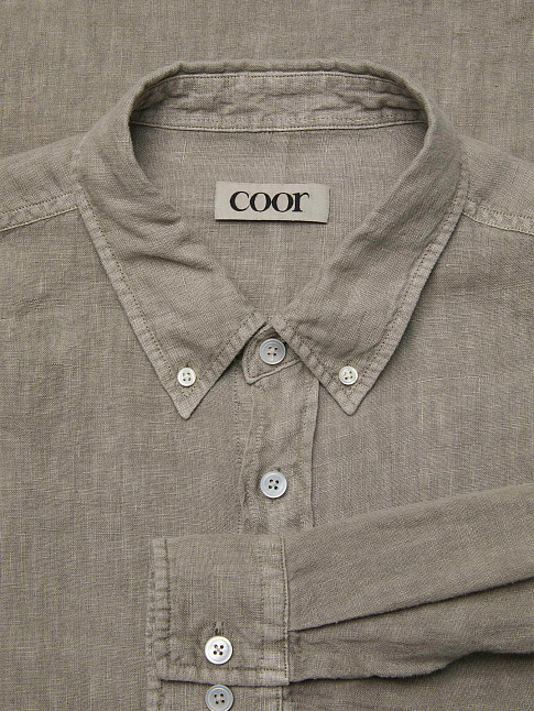 Рубашка LINEN DYED OVERSIZED (размер M, цвет Светло-коричневый)