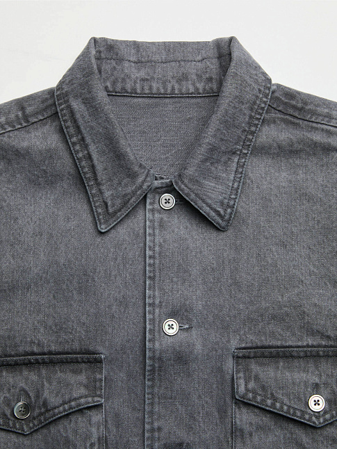 Рубашка OVERSIZED TWO POCKET DENIM (размер M, цвет Серый)