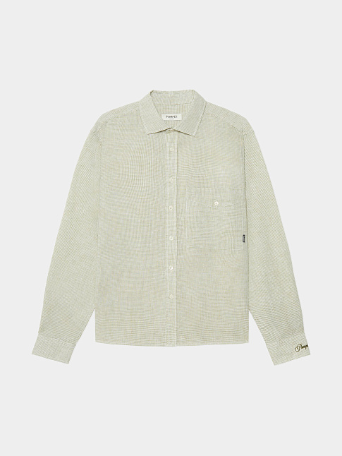 Рубашка MICRO CHECK LINEN BOXY (размер L, цвет Хаки)