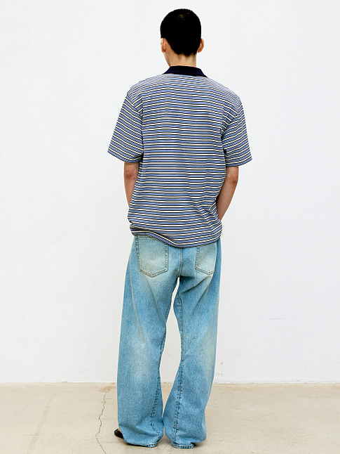 Поло MULTI-PIN STRIPE (размер M, цвет Голубой)