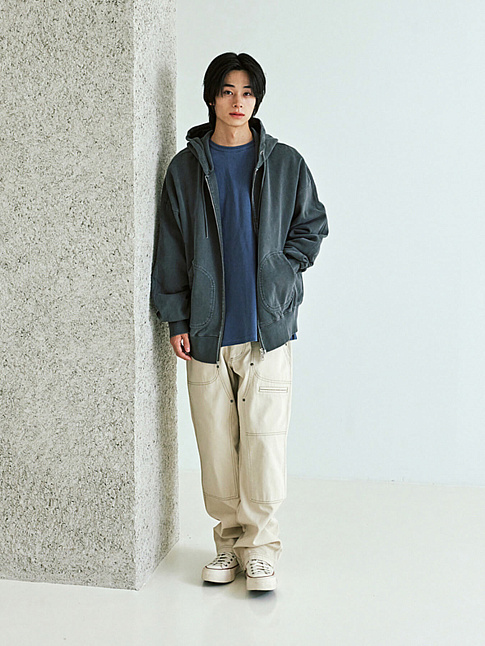 Худи OG PIGMENT DYEING ZIPUP PARKA (размер M, цвет Темно-серый)