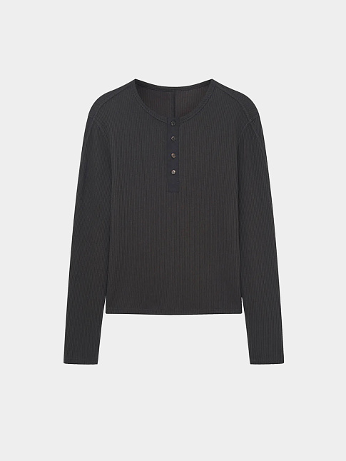 Лонгслив RIB HENLEY (размер L, цвет Темно-серый)
