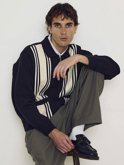 Свитер MATT ZIP UP (размер L, цвет Черный-Бежевый)