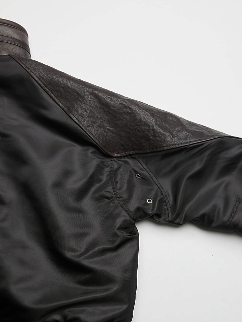 Куртка HIGH-NECK SHEARLING MIXED MA-1 (размер M, цвет Темно-коричневый)