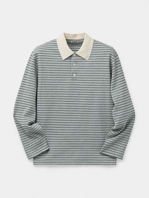 Лонгслив MULTI-STRIPE PIQUE POLO (размер M, цвет Серый)