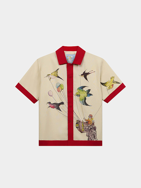 Рубашка BALLOON BIRDS BUTTON UP (размер L, цвет Бежевый-Красный)