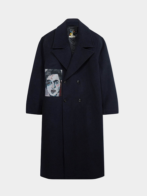 Пальто JAQUARDED PATCHES WOOL (размер L, цвет Синий)