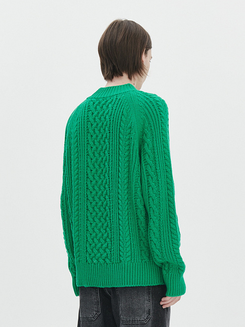 Свитер FISHERMAN CABLE (размер M, цвет GREEN)