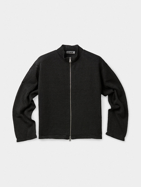 Свитер LINEN BLEND STAND COLLAR ZIP-UP (размер M, цвет Темно-серый)