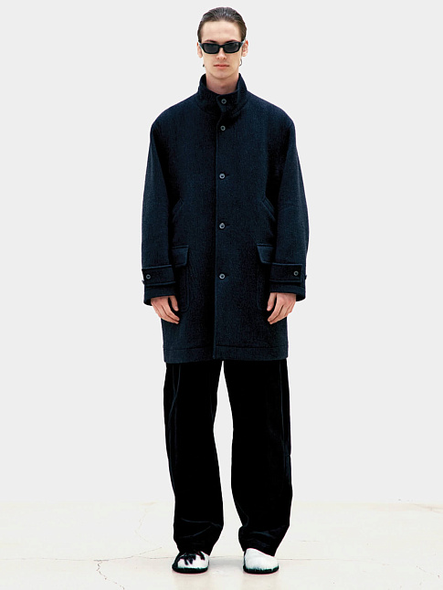 Пальто CASHMERE BLEND STAND COLLAR (размер M, цвет Темно-серый)