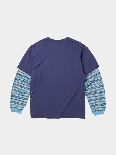 Лонгслив Y.E.S JACQUARD STRIPE LAYERD (размер M, цвет Синий)