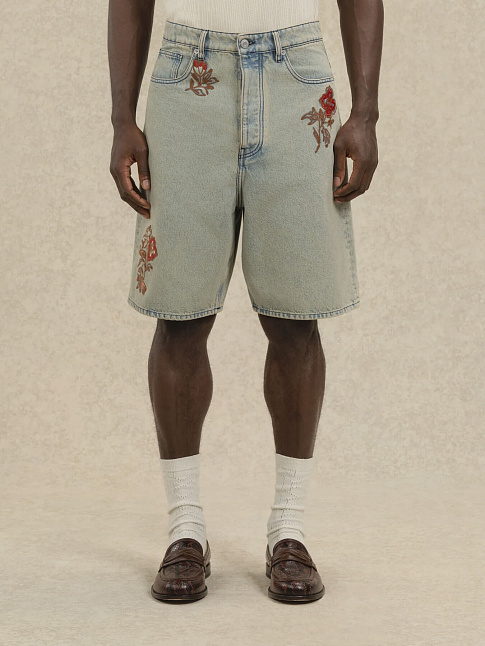 Шорты JEAN DUSTY BRODE FLEURS (размер M, цвет Голубой)
