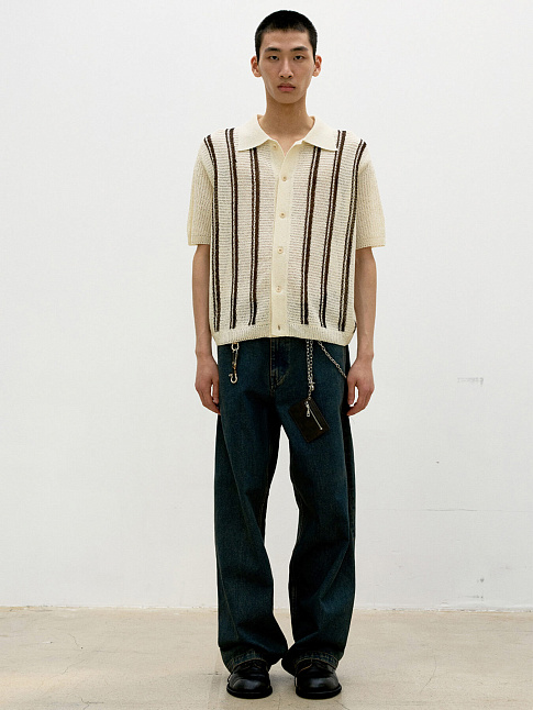 Кардиган DOUBLE PIN STRIPED HALF (размер M, цвет Бежевый)