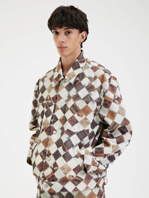 Куртка DAMIER PRINTED TRUCKER (размер M, цвет Коричневый)