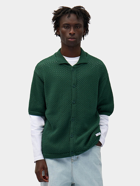 Рубашка CROCHET KNIT BUTTON (размер 3XL, цвет Зеленый)