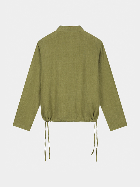 Рубашка LINEN QUARTER ZIP (размер M, цвет Зеленый)