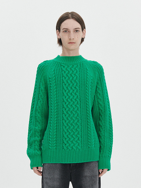 Свитер FISHERMAN CABLE (размер M, цвет GREEN)