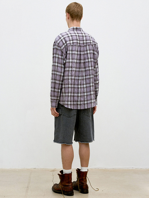 Рубашка SEERSUCKER OMBRE CHECKERED (размер M, цвет Фиолетовый)