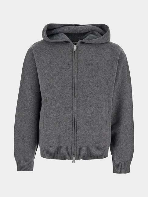 Худи DOUBLE FACE WOOL AND BLEND ZIP-UP (размер M, цвет Темно-серый)