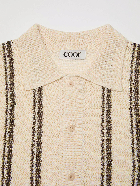 Кардиган DOUBLE PIN STRIPED HALF (размер M, цвет Бежевый)