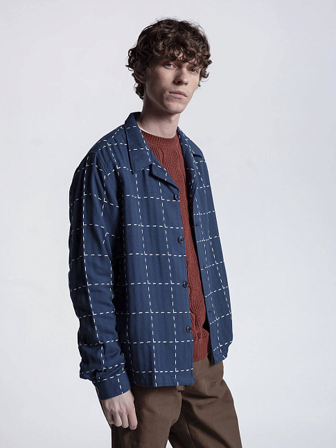 Рубашка VELOSO EMBROIDERY CHECK (размер M, цвет Синий)