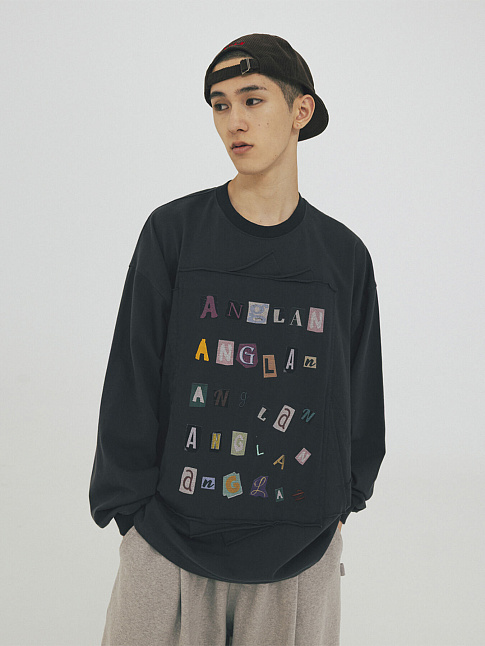 Лонгслив LIBRARY COLLAGE (размер L, цвет Темно-серый)