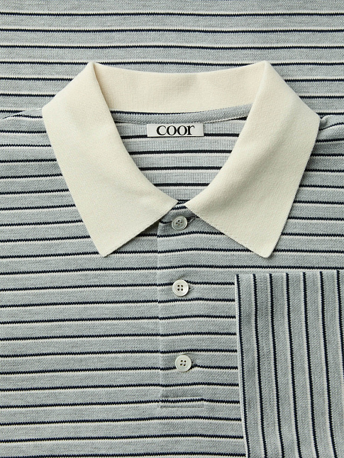 Лонгслив MULTI-STRIPE PIQUE POLO (размер M, цвет Серый)