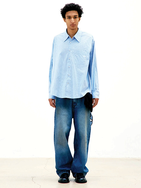 Рубашка MULTI-PIN STRIPED OVERSIZED (размер L, цвет Голубой)