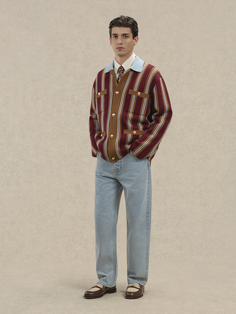 Кардиган VESTE MAILLE RAYEE (размер L, цвет Бордовый)